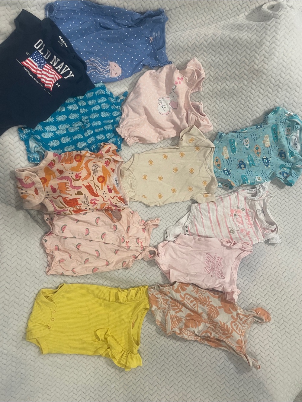 12 pack of 6 month .Old Navy Mixed Color Baby Onesie